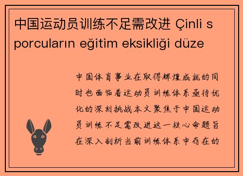 中国运动员训练不足需改进 Çinli sporcuların eğitim eksikliği düzeltilmeli